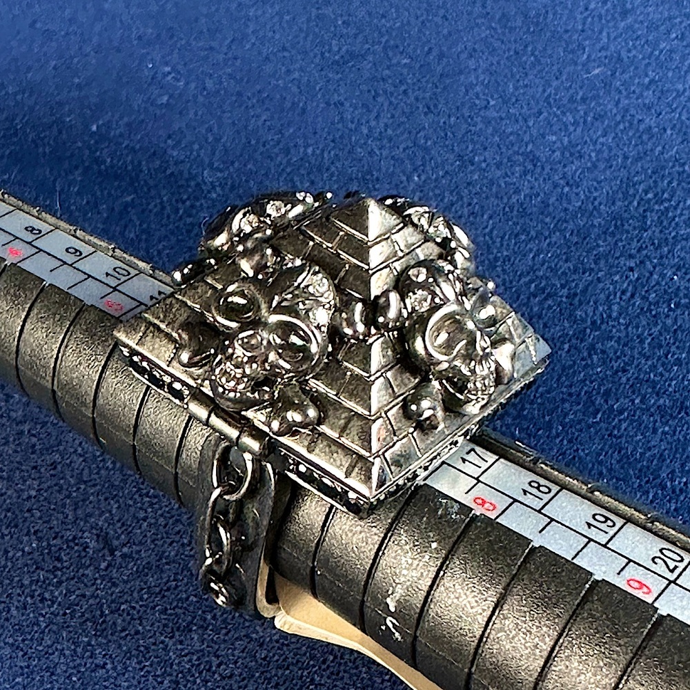 Black Diamond and oxidized silver Rosalina pillbox Pyramid skull ring. 💀 💍